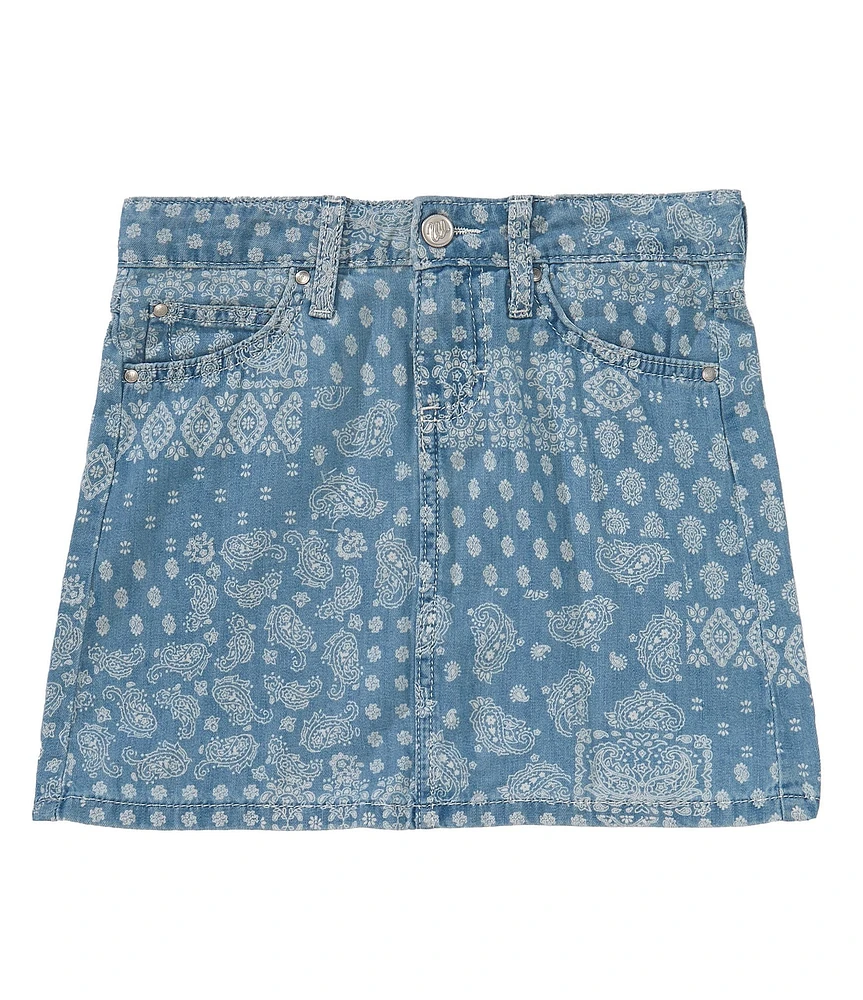 Wrangler® Big Girls Elaina Paisley-Printed Denim Skirt