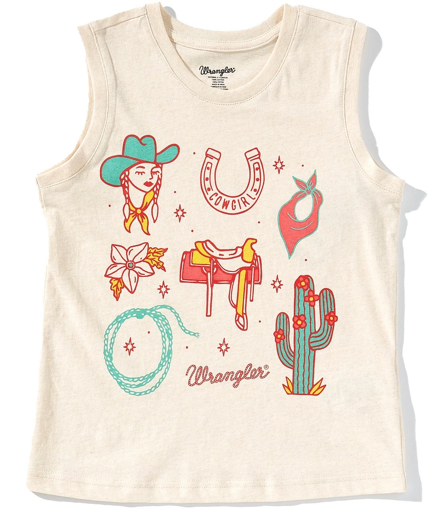 Wrangler® Big Girls Sleeveless Rodeo-Inspired Tank Top
