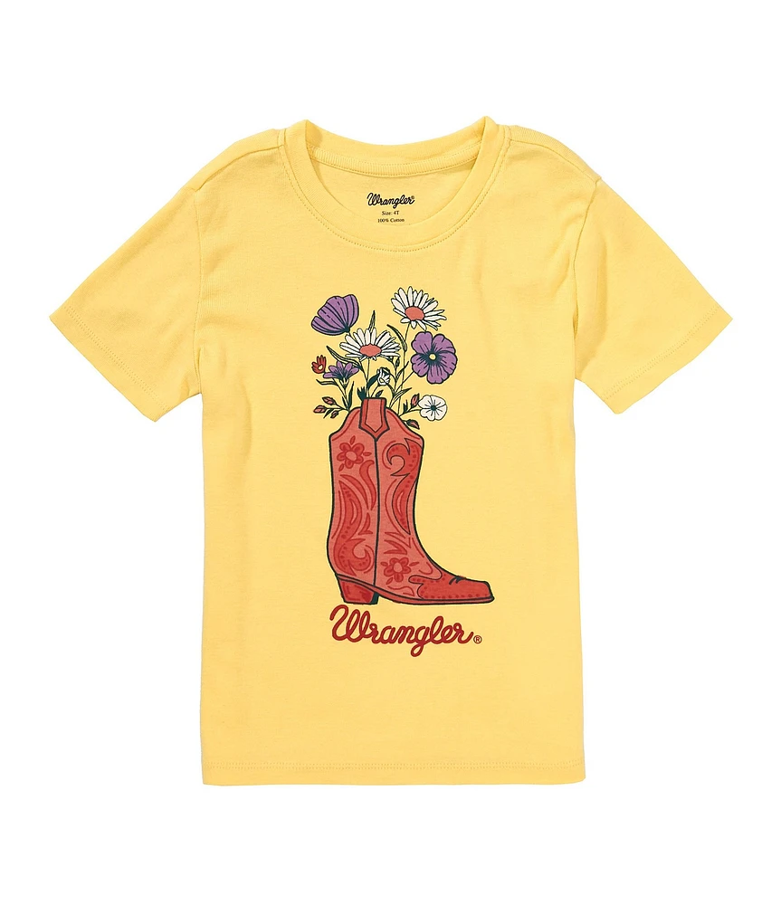 Wrangler® Little Girls Short Sleeve Western Boot Graphic T-Shirt