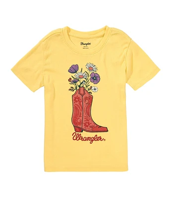 Wrangler® Little Girls Short Sleeve Western Boot Graphic T-Shirt