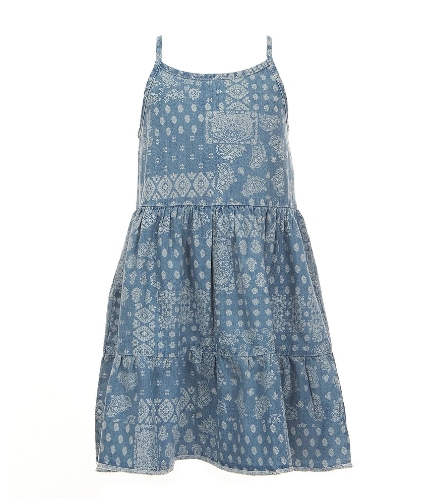Wrangler® Little Girls Sleeveless Tiered Denim Dress