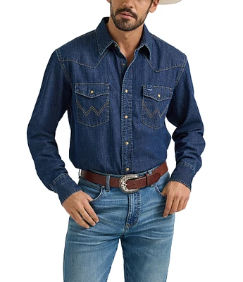 Wrangler® Long Sleeve Denim Western Shirt