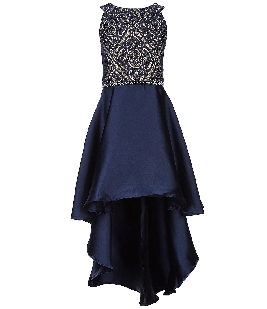 Xtraordinary Big Girls Bonded-Lace Mikado High-Low Dress