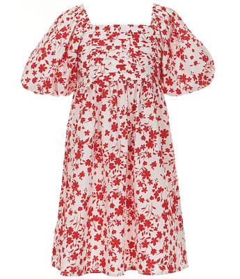 Xtraordinary Big Girls Short Bubble-Sleeve Floral Print A-Line Dress
