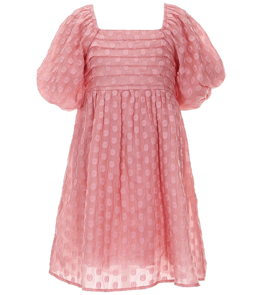 Xtraordinary Big Girls Bubble-Sleeve Patterned Organza Fit & Flare Dress