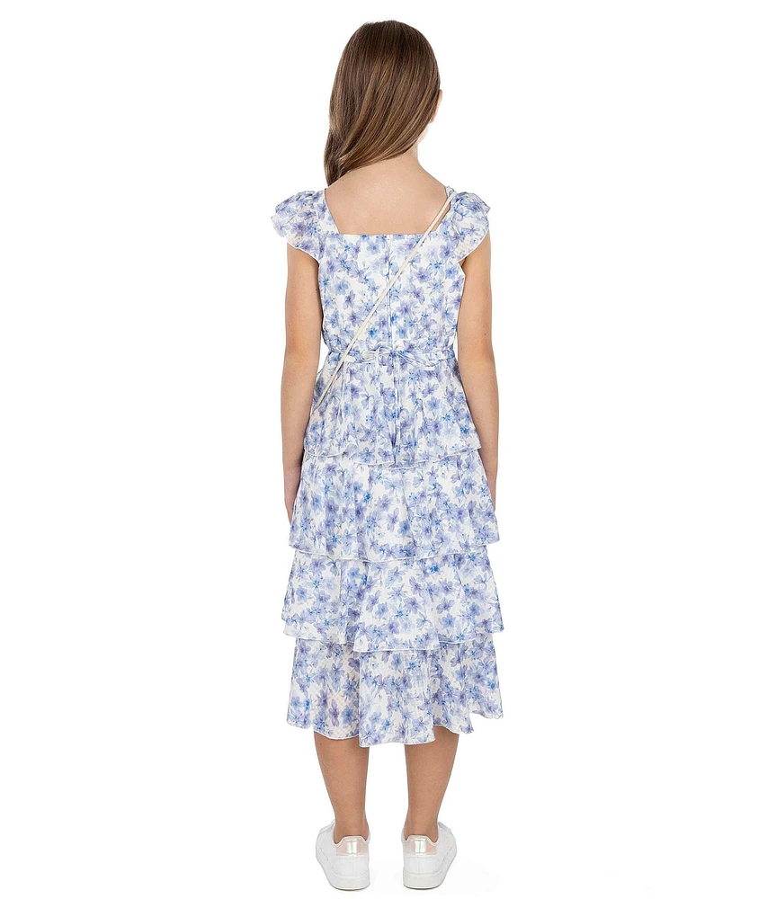 Xtraordinary Big Girls Cap-Sleeve Floral-Printed Midi Dress