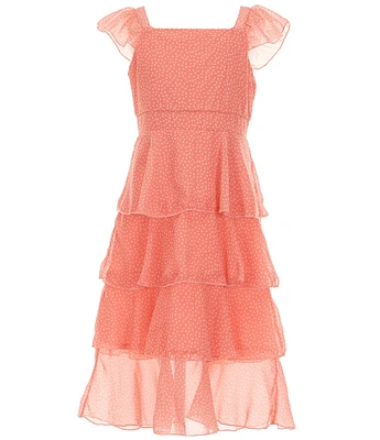 Xtraordinary Big Girls Cap-Sleeve Tiered-Ruffle-Skirted Chiffon Midi Dress