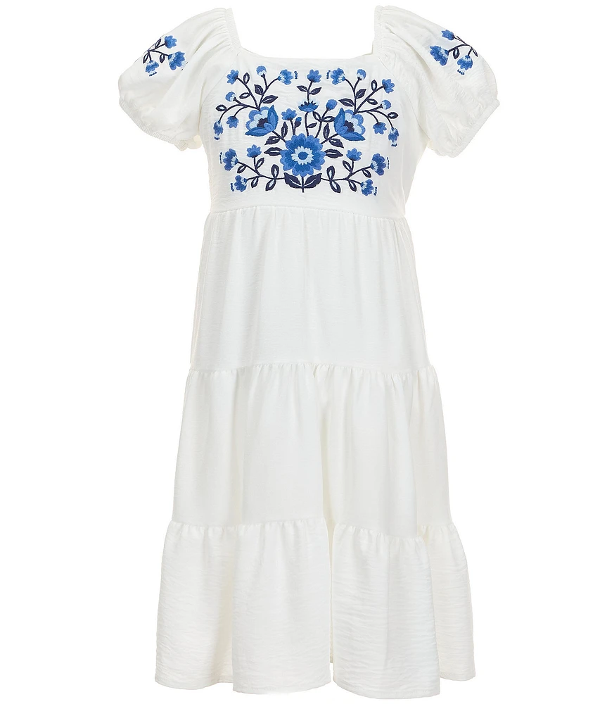 Xtraordinary Big Girls Floral Embroidered Knee Length Dress