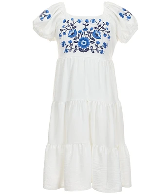 Xtraordinary Big Girls Floral Embroidered Knee Length Dress