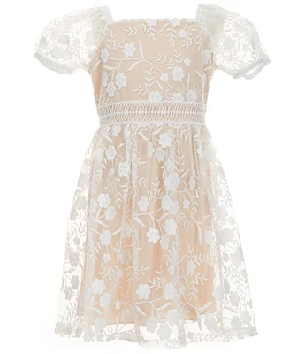 Xtraordinary Big Girls Floral Embroidered Mesh Dress