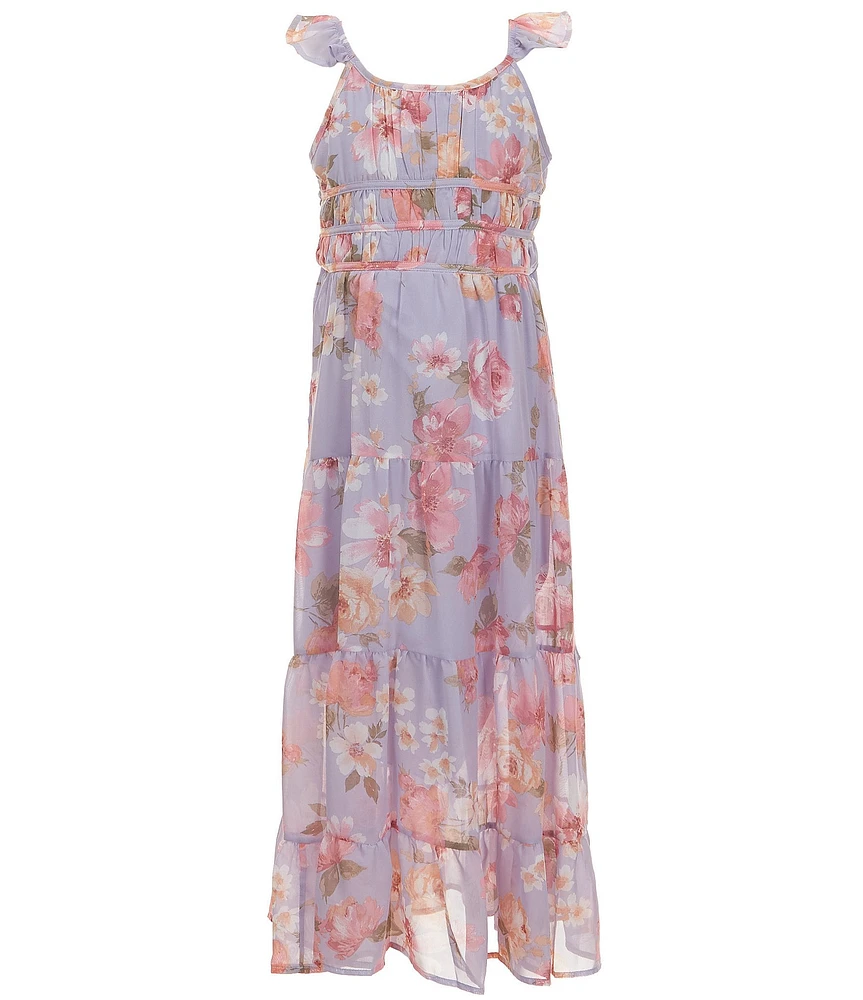 Xtraordinary Big Girls Floral Printed Maxi Dress With Matching Purse