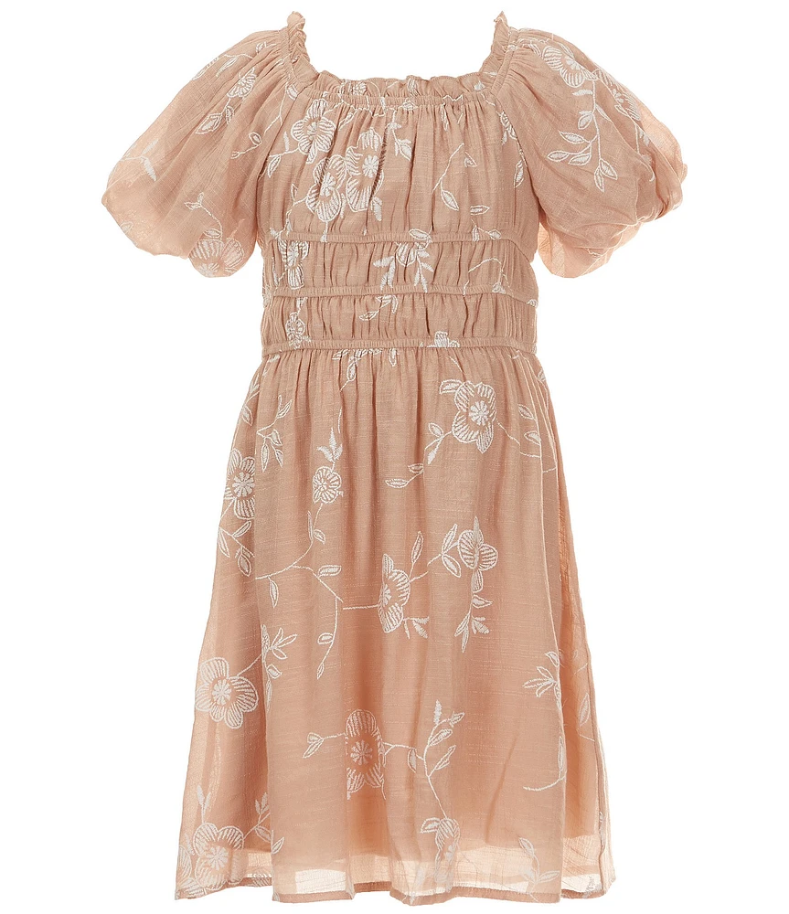 Xtraordinary Big Girls Puffed-Sleeve Floral-Printed Peasant Dress