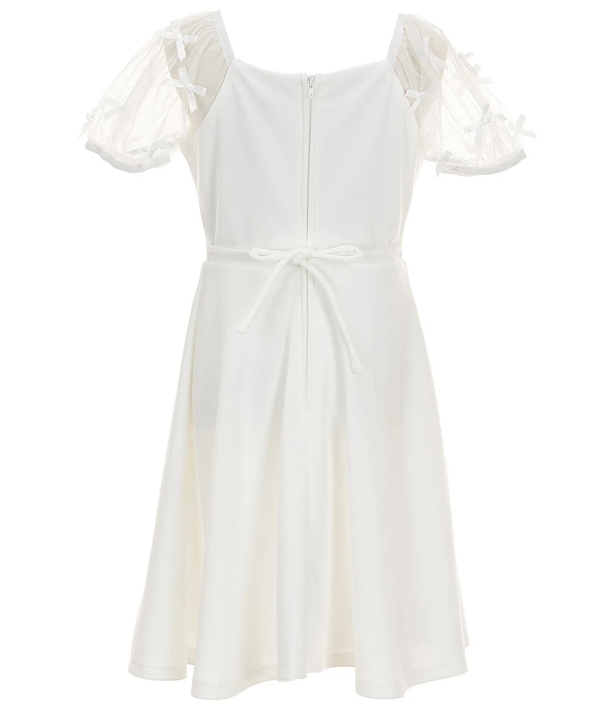 Xtraordinary Big Girls Puffed-Sleeve Scuba Crepe Fit-And-Flare Dress