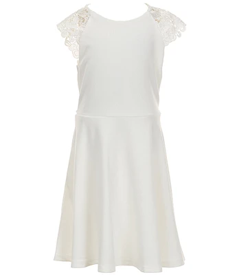 Xtraordinary Big Girls Scuba Crepe Ruffle Shoulder Knee Length Dress