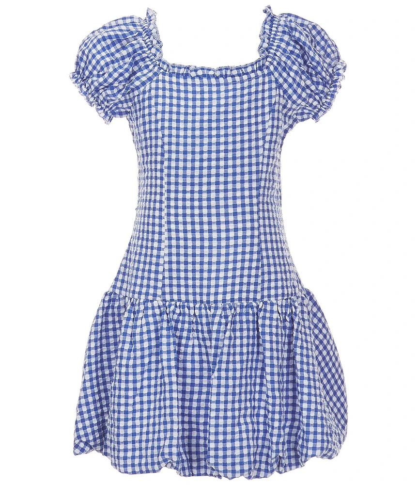 Xtraordinary Big Girls Short Sleeve Gingham Drop-Waist Dress