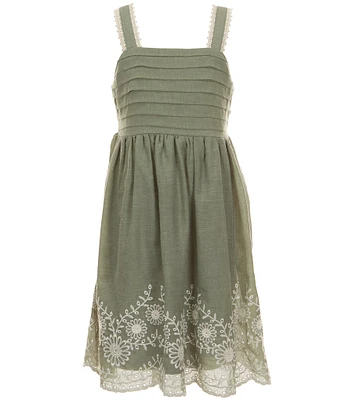 Xtraordinary Big Girls Sleeveless Embroidered-Border-Hem Fit-And-Flare Dress