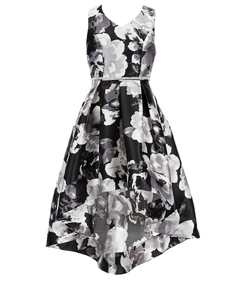 Xtraordinary Big Girls Sleeveless Floral-Printed High-Low-Hem Fit-And-Flare Dress