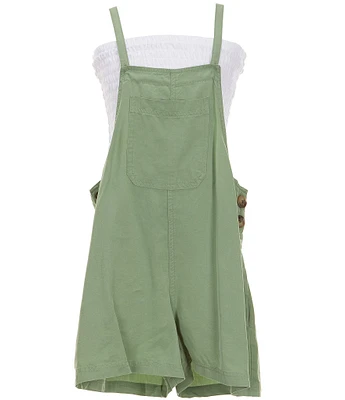 Xtraordinary Big Girls Sleeveless Patch-Pocket Romper & Solid Strapless Tube Top Set