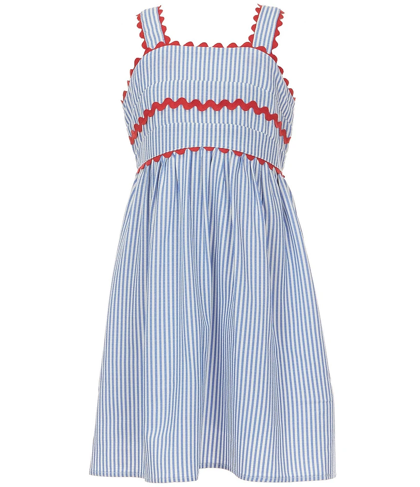 Xtraordinary Big Girls Sleeveless Striped Seersucker A-Line Dress