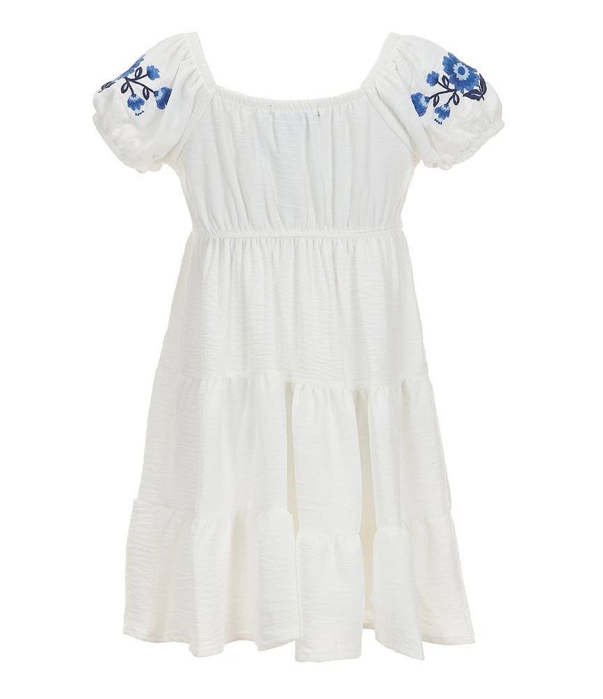 Xtraordinary Little Girls Floral Embroidered Knee Length Dress