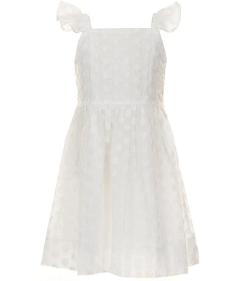 Xtraordinary Little Girls Flutter-Sleeve Clip-Dot Organza Fit-And-Flare Dress