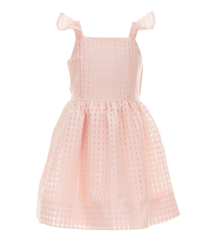 Xtraordinary Little Girls Flutter-Sleeve Windowpane-Checked Fit & Flare Dress