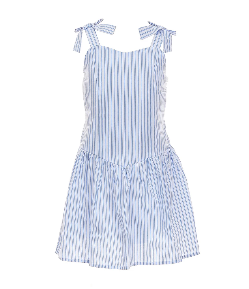 Xtraordinary Little Girls Sleeveless Striped Poplin Drop-Waist Dress