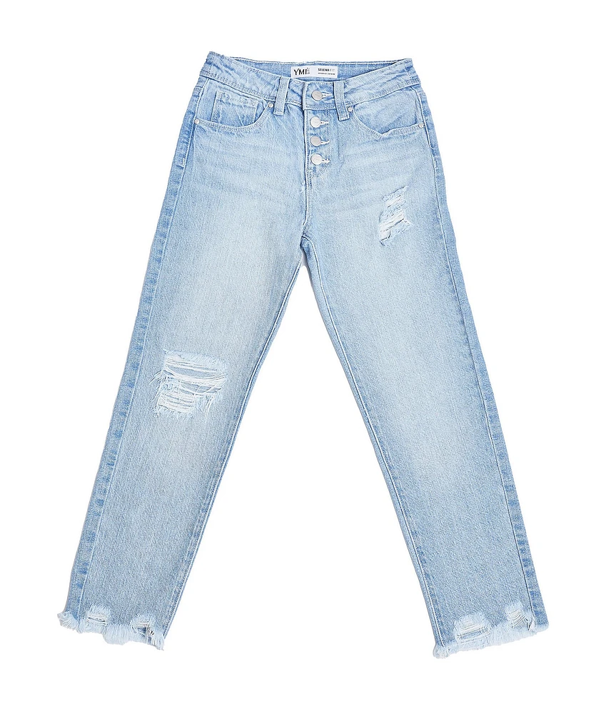 YMI Jeanswear Big Girls High-Rise Distressed Straight Leg Jean