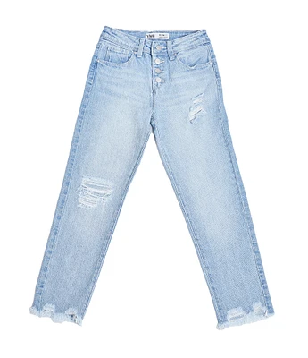 YMI Jeanswear Big Girls High-Rise Distressed Straight Leg Jean