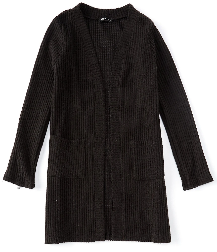 Zunie Big Girls Long-Sleeve Waffle-Knit Cardigan