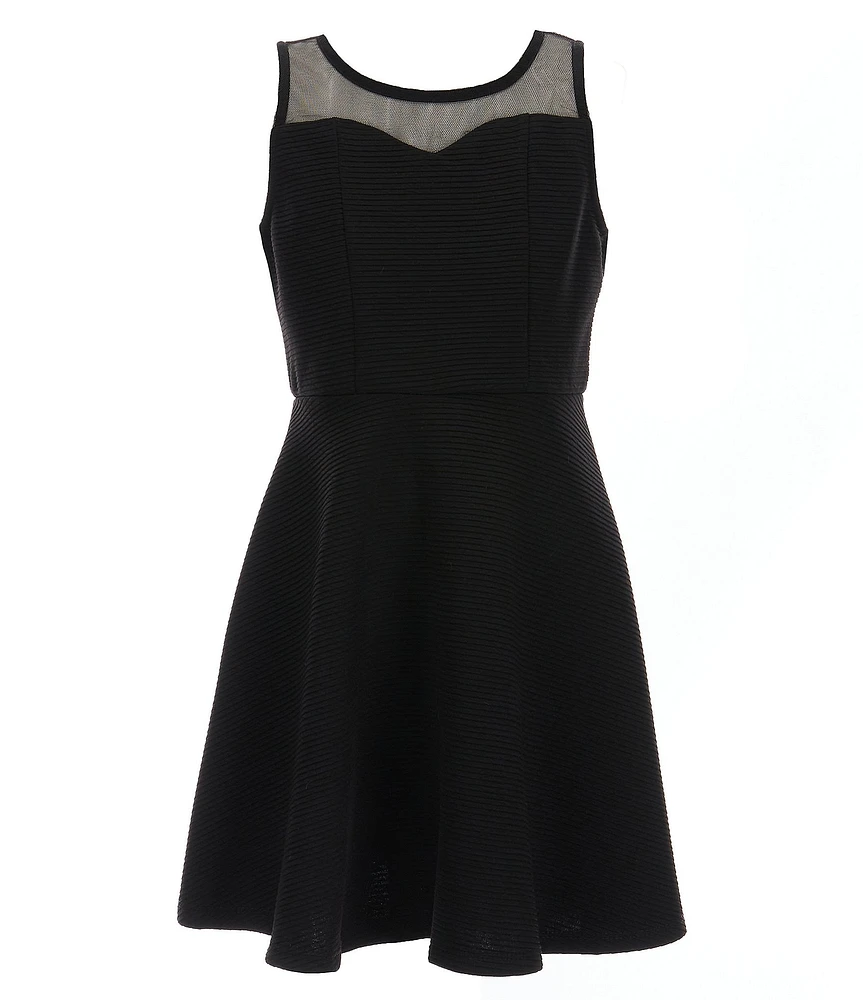 Zunie Big Girls Sleeveless Illusion Neckline Ottoman Skater Dress