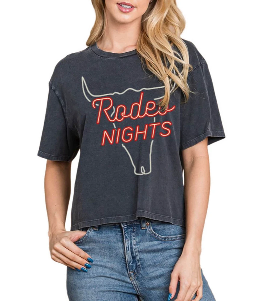 Zutter Knit Short Sleeve Rodeo Nights Western Tee