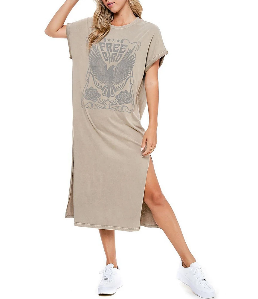 Zutter Short Sleeve Free Bird Western T-Shirt Midi Dress