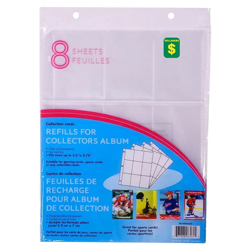8 feuilles pour album - cartes de collection