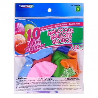 10 Ballons 'Happy Birthday' de 12"