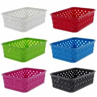 Small Plastic Woven Basket (Assorted Colours)