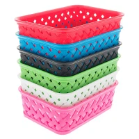Small Plastic Woven Basket (Assorted Colours)