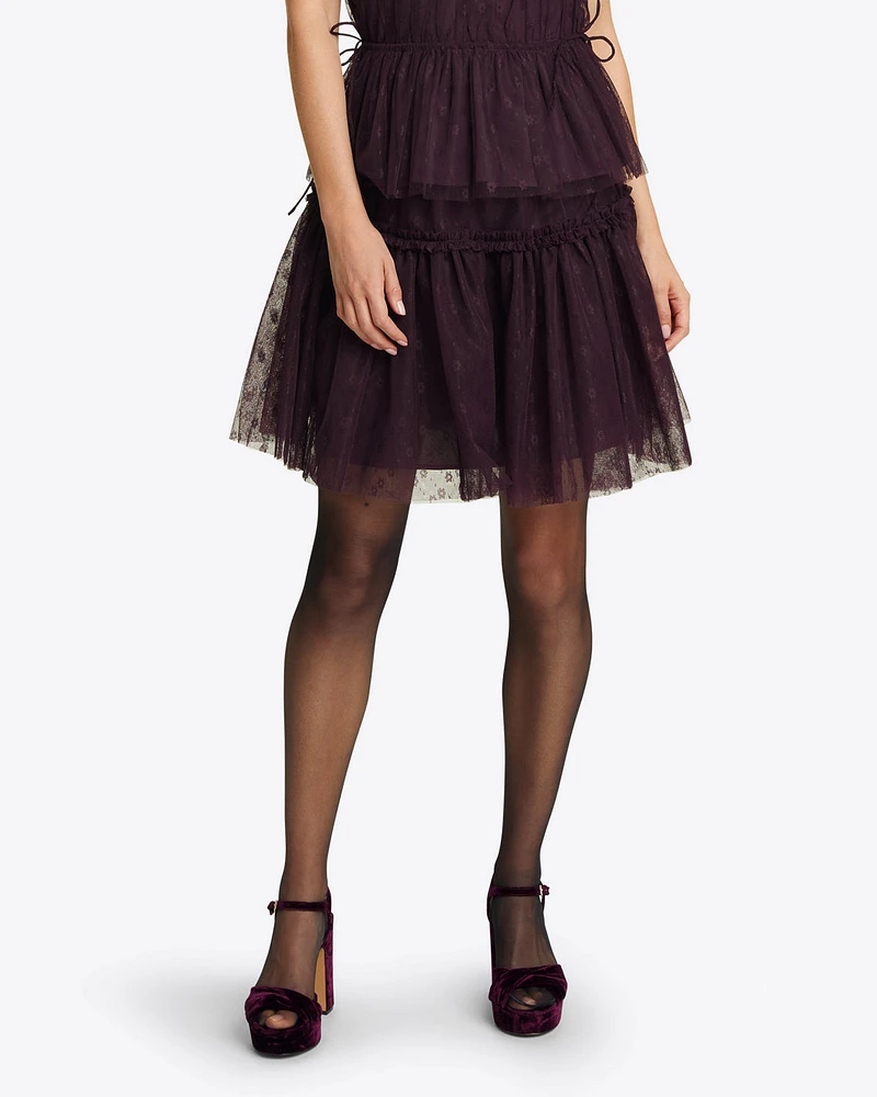 Mini Tiered Skirt Plum Tulle