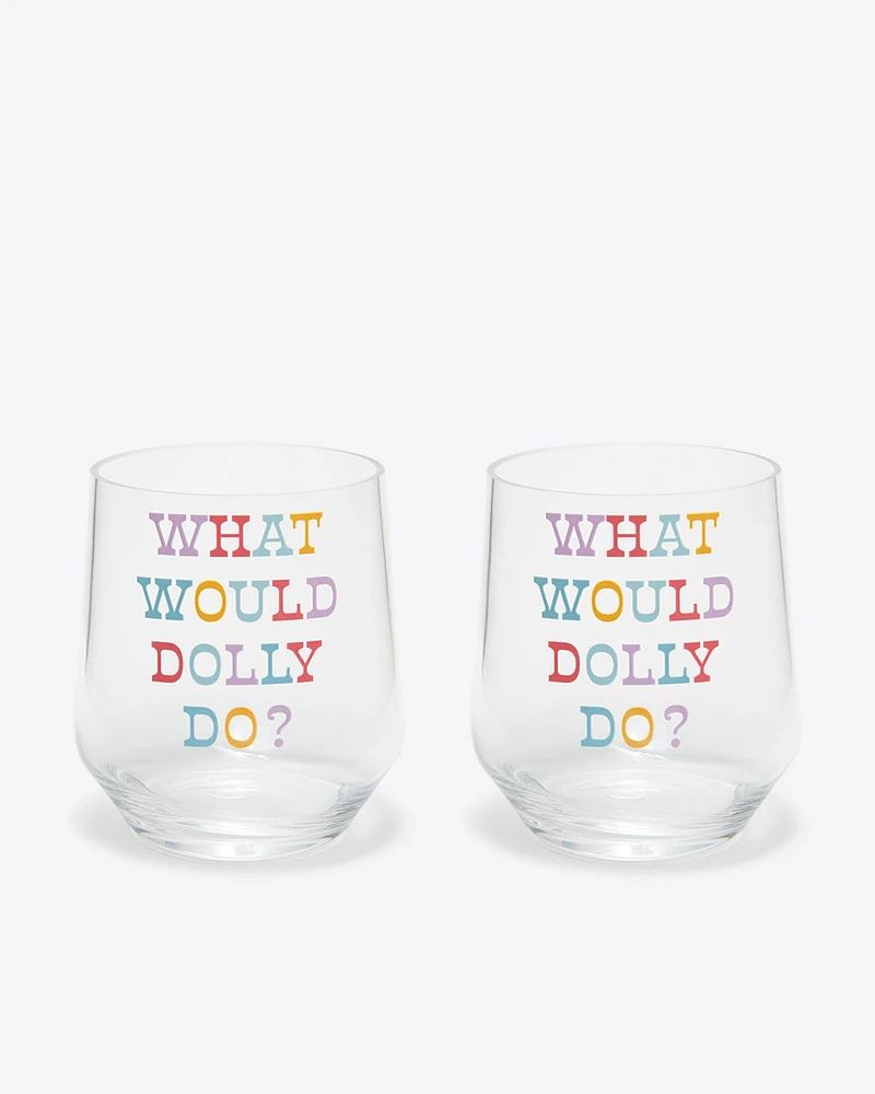 WWDD Acrylic Stemless Wine Glass Set