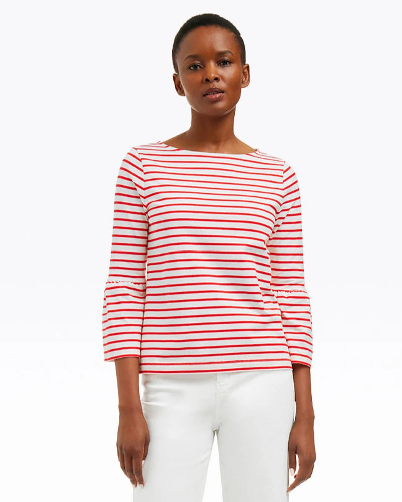 Corey Bell Sleeve Top Red Mariner Stripe