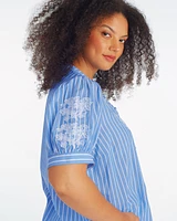 Puff Sleeve Top with Floral Embroidery