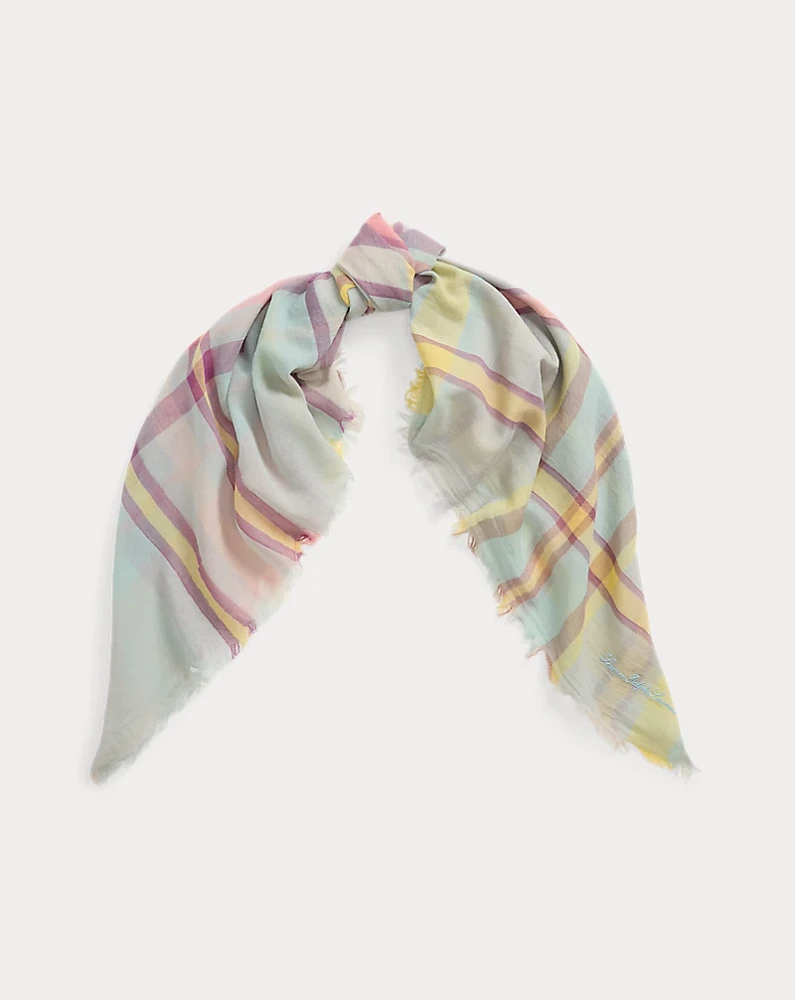 Plaid Cotton Square Scarf