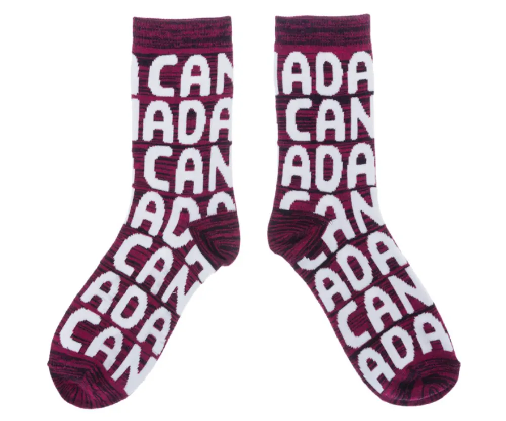 Pink Canada Wrapped Text Socks