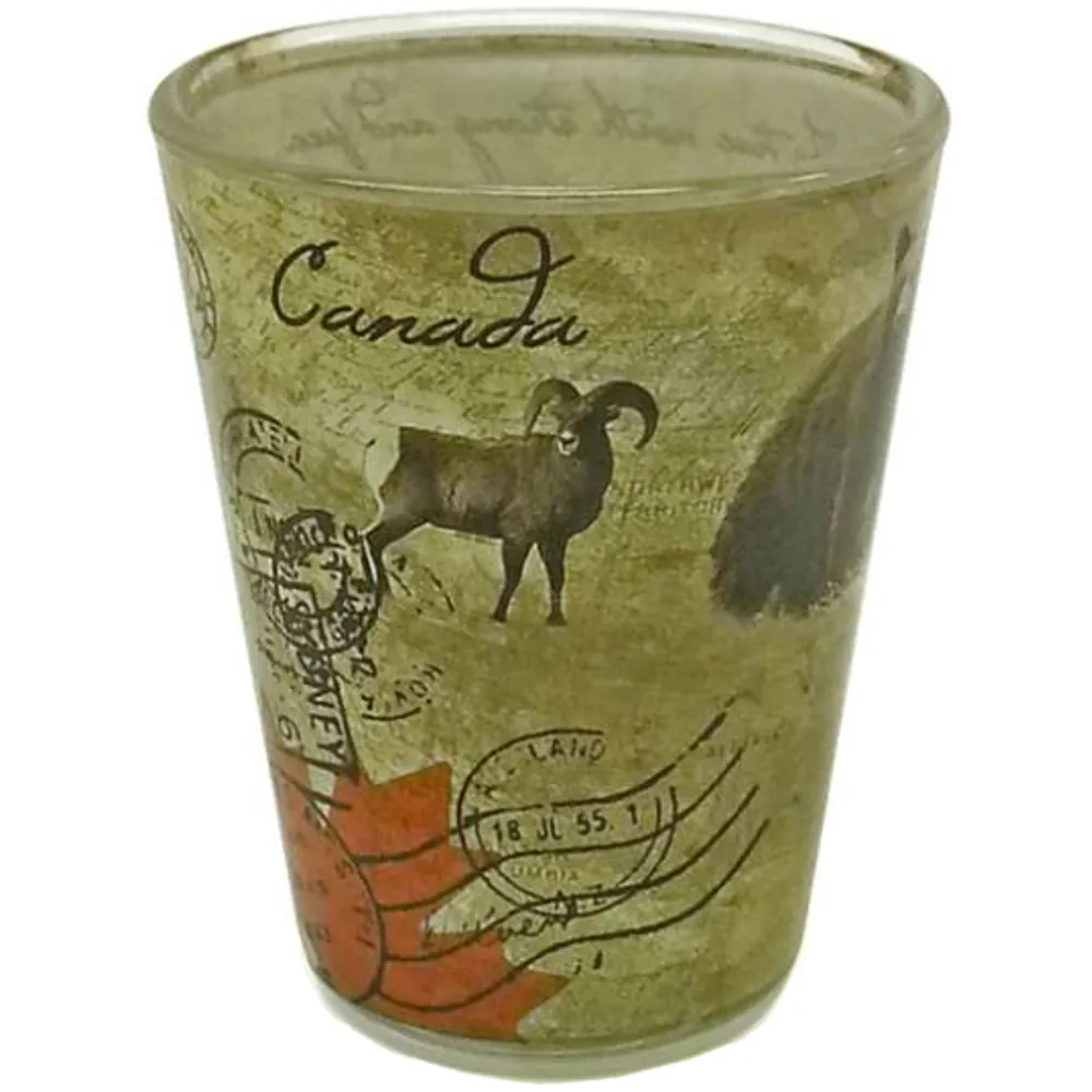 Canada Wildlife Map Postcard Shot Glass