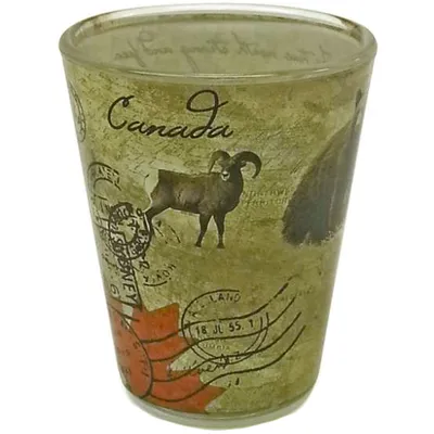 Canada Wildlife Map Postcard Shot Glass