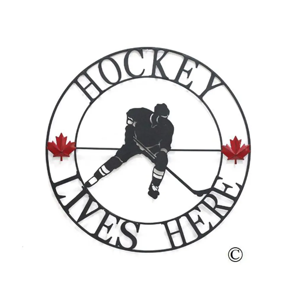 Hockey Lives Here Circle Wall Art (Small)