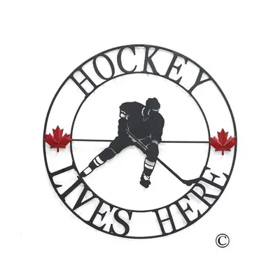 Hockey Lives Here Circle Wall Art (Small)
