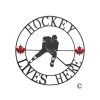 Hockey Lives Here Circle Wall Art (Small)