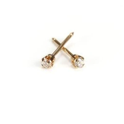 Maquillage Zircon cubique tige courte or jaune 2 mm. 14k | Faces Cosmétiques