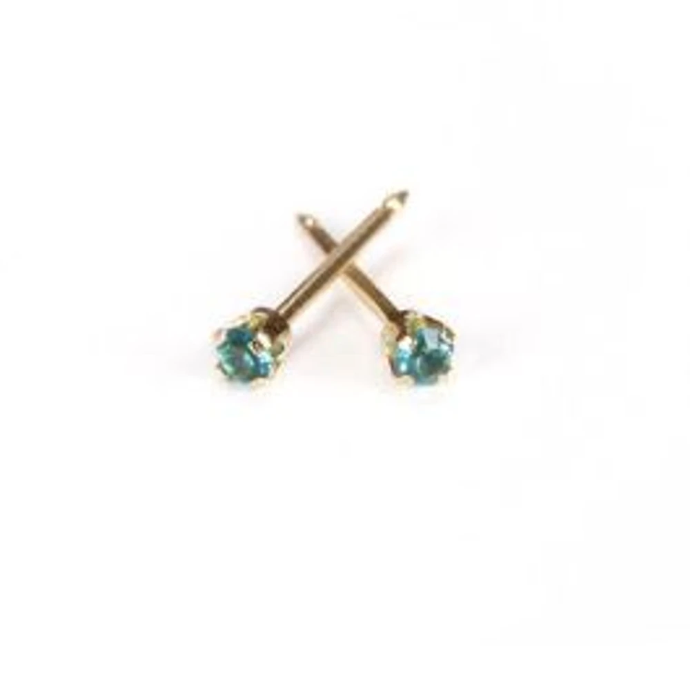 Maquillage Mini Decembre / zircon bleu / yellow gold 14K 2mm | Faces Cosmétiques